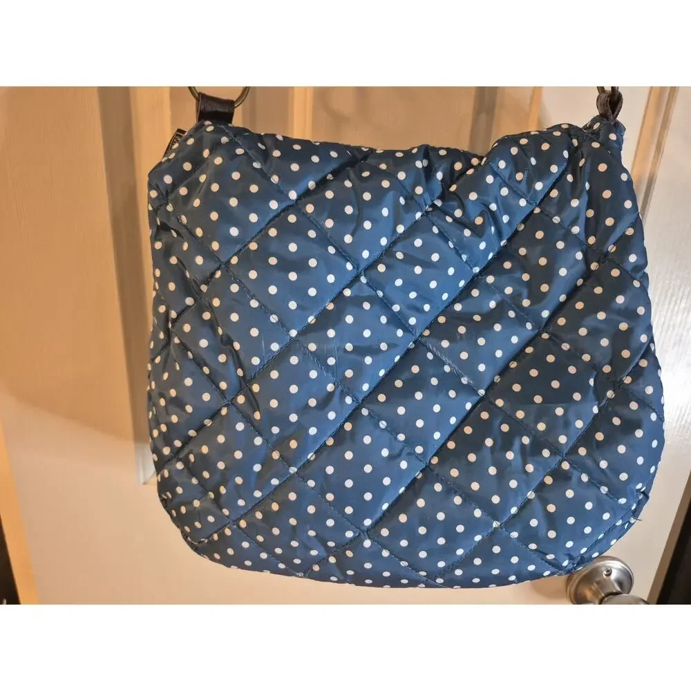 ROOTOTE Quilt 2-Way Bag Crossbody Shoulder Polka Dots Blue And White